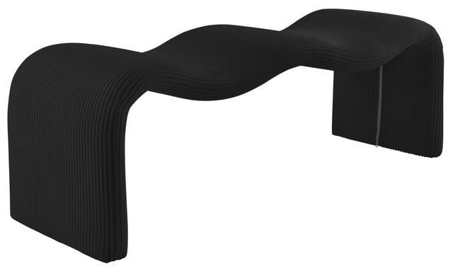 Meridian Furniture Willow Black Corduroy Fabric Bench-0
