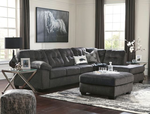 Signature Design by Ashley® Accrington 2-Piece Granite Sectional with Ottoman Set-3