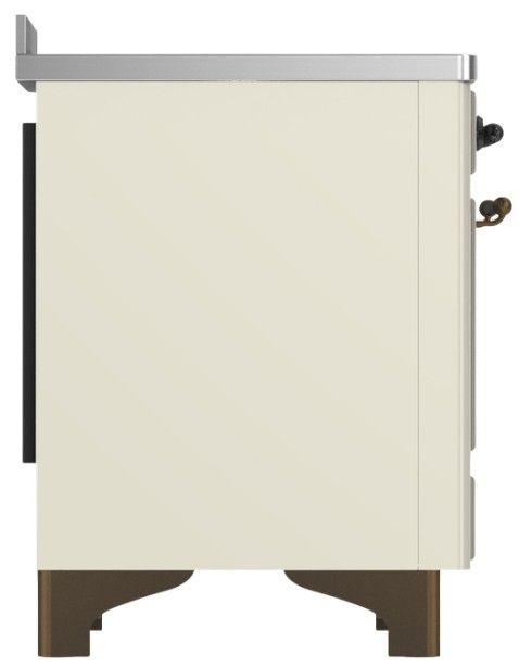 Ilve® Majestic III 48" Antique White Pro Style Induction Range with Solid Door and Burnished Trim-3