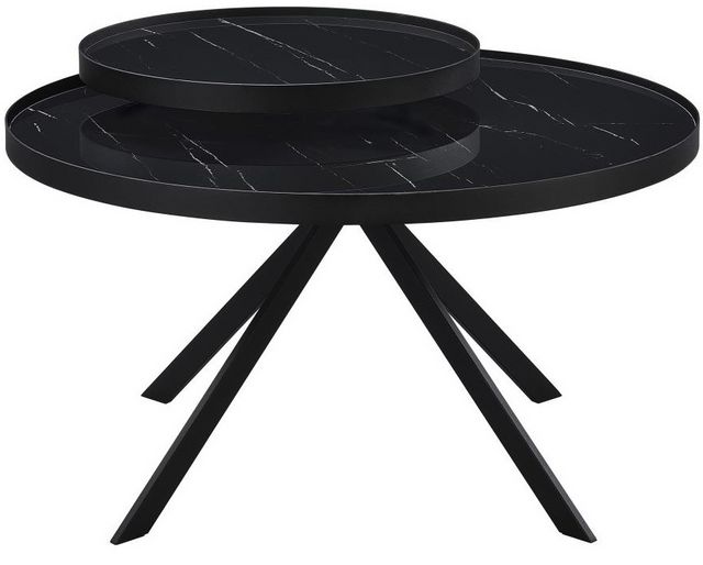 Coaster® Briggs Marble Printed Glass Top Coffee Table with Black Base-4