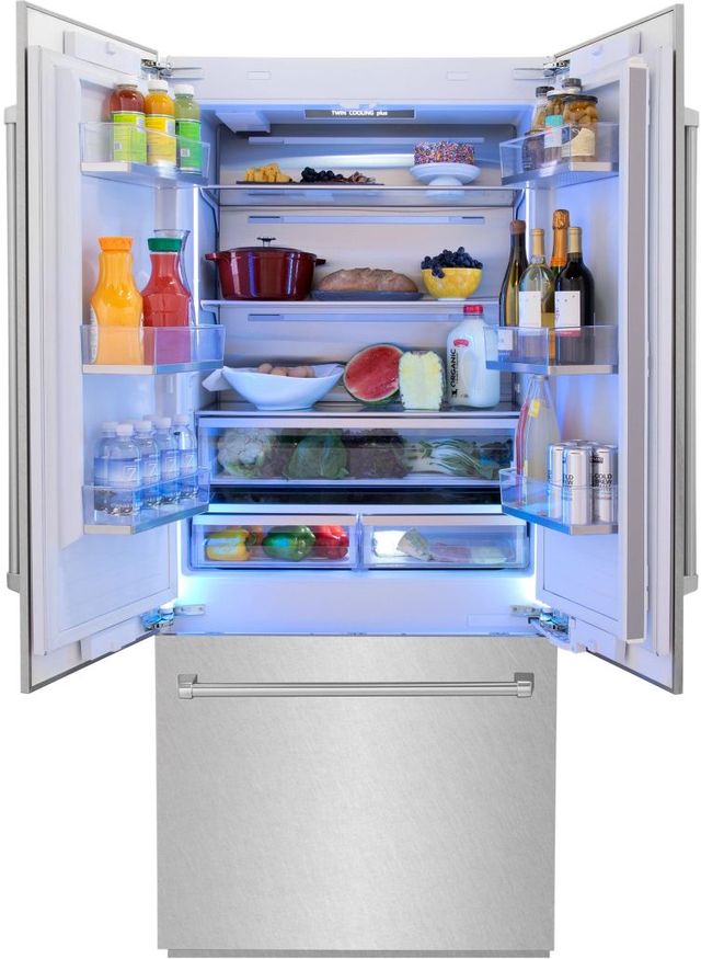 ZLINE 36" 19.6 Cu. Ft. Satin Stainless Steel Built-In French Door Refrigerator-3