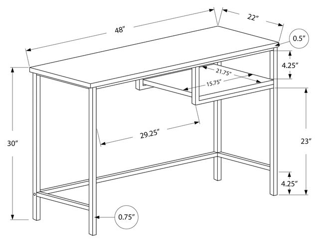 Monarch Specialties Inc. 48"L Espresso and Silver Metal Computer Desk-3
