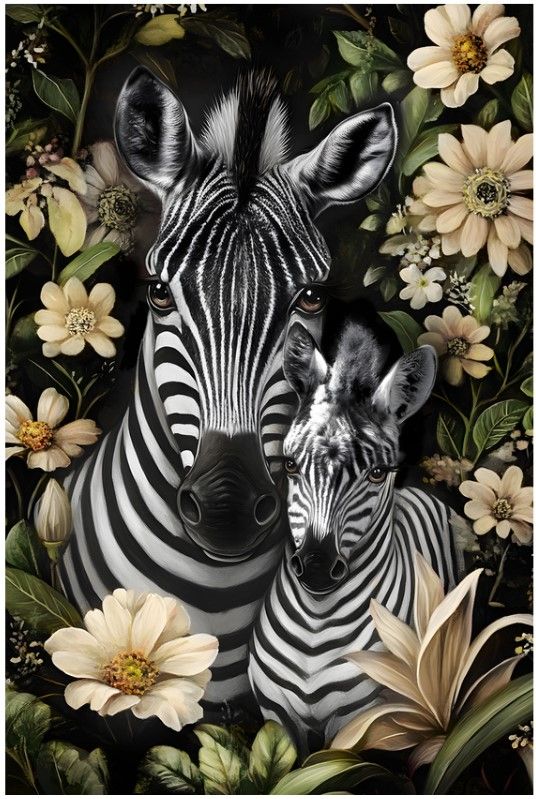 Classy Living Untamed Zebra on Flowers Wall Art-0