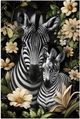 Classy Living Untamed Zebra on Flowers Wall Art-0