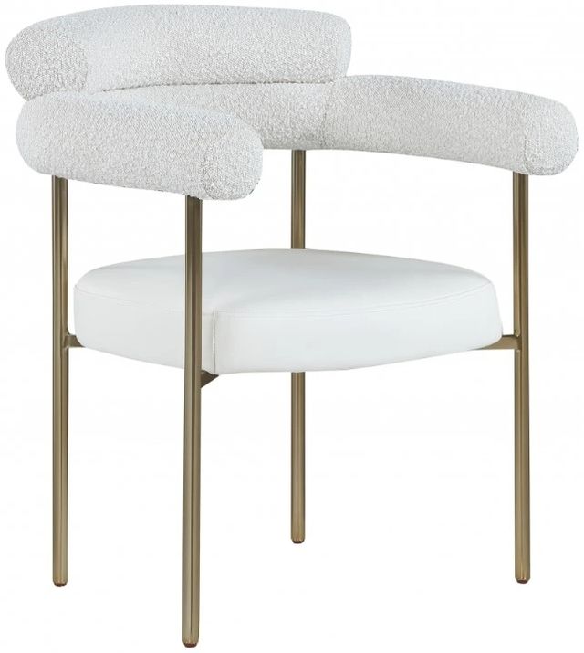 Meridian Furniture Blake Cream/Brushed Brass Dining Arm Chair-0