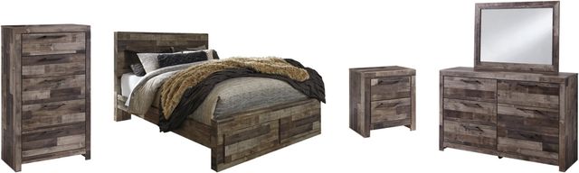 Benchcraft® Derekson 5-Piece Multi Gray Queen Storage Panel Bed Set-0