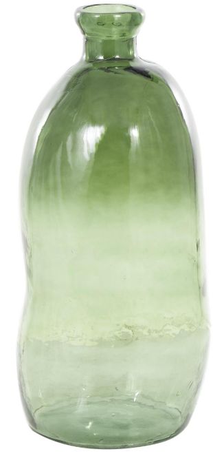 Deco Marche Green Recycled Tall Curved Ombre Spanish Bottle Vase-0
