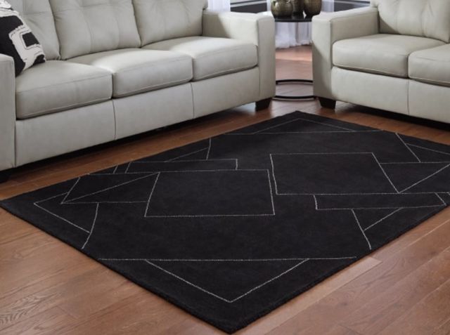 Signature Design by Ashley® Marav Black/White 5'x7' Medium Area Rug-3