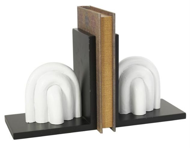 Deco Marche Cosmopolitan 2-Piece White Arched Bookends Set-2