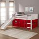 Donco Kids Louver White/Red Twin Low Loft with Tent and Slide-0