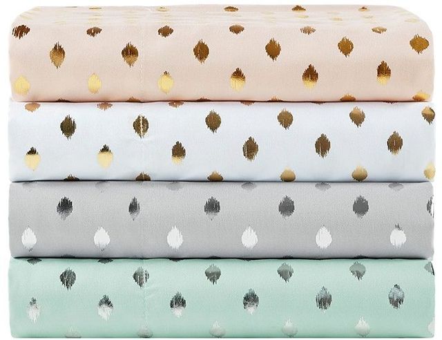 Olliix by Intelligent Design Aqua/Silver Queen Metallic Dot Printed Sheet Set-4
