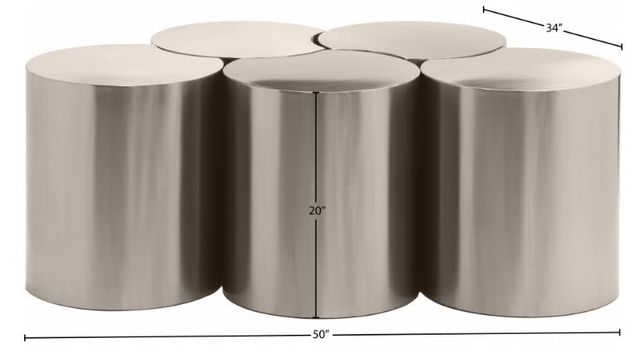 Meridian Furniture Dimple 5-Piece Silver 20" Modular Nesting Coffee Table Set-3