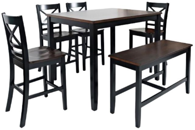 Jofran Inc. Asbury Park 6-Piece AP Black/Autumn Brown Counter Dining Set-0