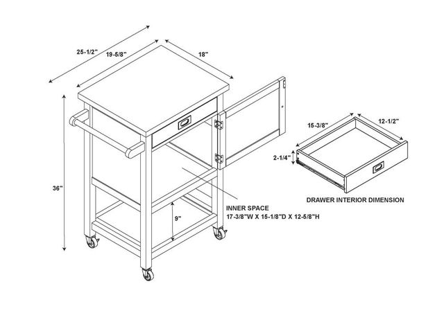Linon Sydney Navy Apartment Cart-4