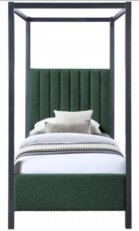 Meridian Furniture Kelly Green Twin Upholstered Canopy Bed-1