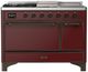 Ilve® Majestic III 48" Burgundy Pro Style Dual Fuel Natural Gas Range with French Top and Burnished Trim-0