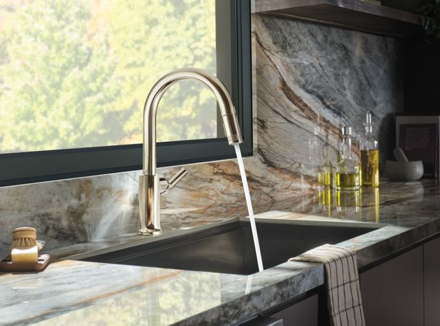 Brizo Kintsu® Lumicoat® Polished Nickel Pull-Down Faucet with Arc Spout-1