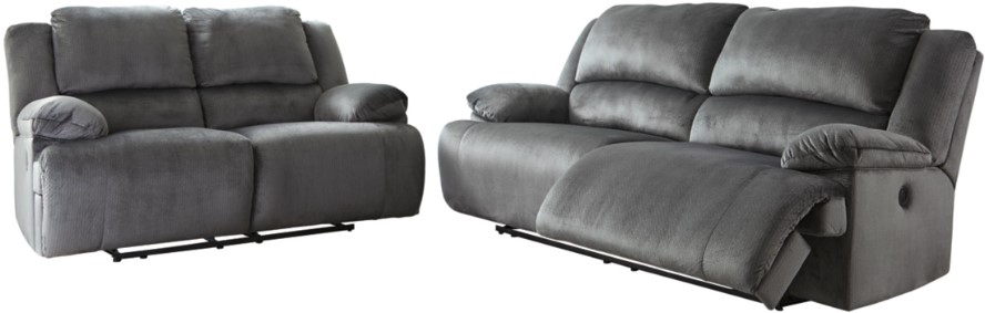 Signature Design by Ashley® Clonmel 2-Piece Charcoal Living Room Set with Power Reclining Sofa