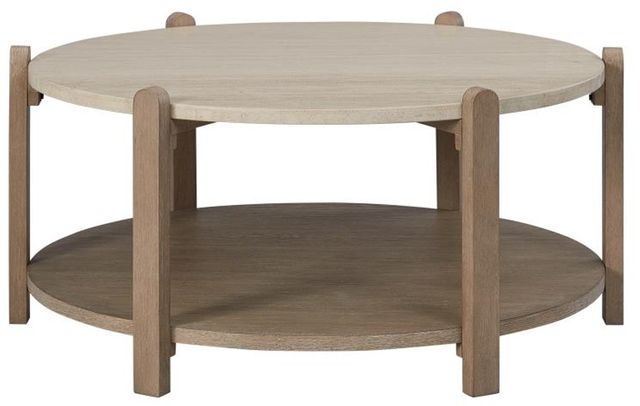 Bernards Trilogy Beige Cocktail Table with Toffee Base-2
