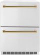 ZLINE Autograph Edition Touchstone 4.6 Cu. Ft. Stainless Steel Outdoor-Rated Refrigerator Drawers with Polished Gold Handles-0