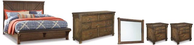Signature Design by Ashley® Lakeleigh 5-Piece Brown California King Panel Bed Set-0