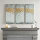 Olliix by Madison Park Dewy Forest 3 Piece Grey Abstract Gel Coat Canvas with Metallic Foil Embellishment Set-4