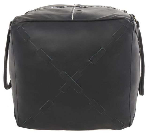 Deco Marche Black Leather Square Pouf-2