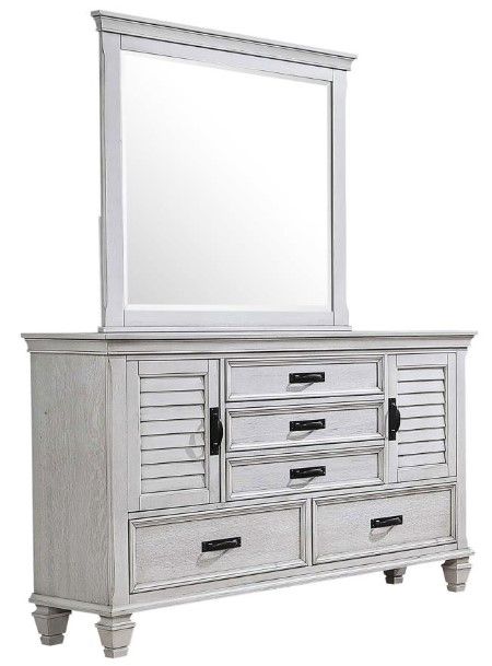 Coaster Franco DIstressed White Dresser and Mirror | Store For Homes Furniture & Flooring | Newton, IA Coaster Franco DIstressed White Dresser and Mirror | Store For Homes Furniture & Flooring | Newton, IA
