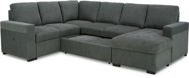 Signature Design by Ashley® Millcoe 3-Piece Gray Right-Arm Facing Sofa Sectional and Chaise with Pop Up Bed-2