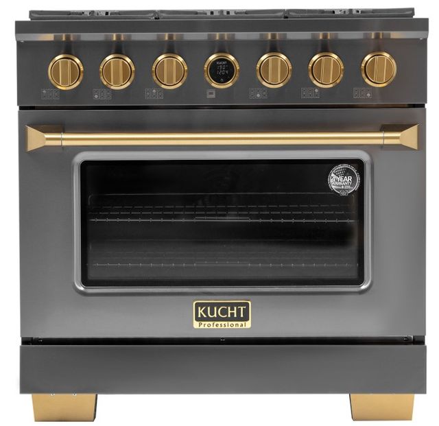 Kucht Professional KX Series 36" Titanium Stainless Steel Pro Style Dual Fuel Liquid Propane Gas Range with Kucht Horus Thermostat-0