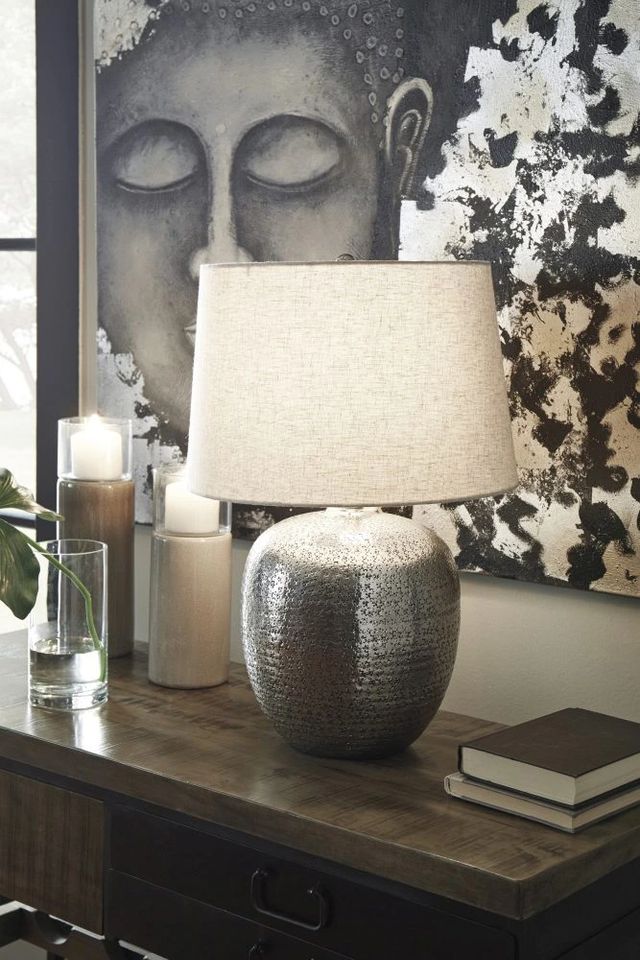 Signature Design by Ashley® Magalie Antique Silver Table Lamp-3
