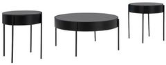 Signature Design by Ashley® Ardoline 3-Piece Smoke Glass Top Occasional Table Set with Matte Black Base