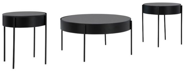 Signature Design by Ashley® Ardoline 3-Piece Smoke Glass Top Occasional Table Set with Matte Black Base