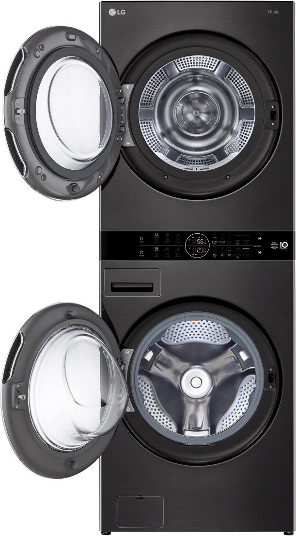 LG 5.0 Cu. Ft. Washer, 7.8 Cu. Ft. Dryer Black Steel Stack Laundry-2
