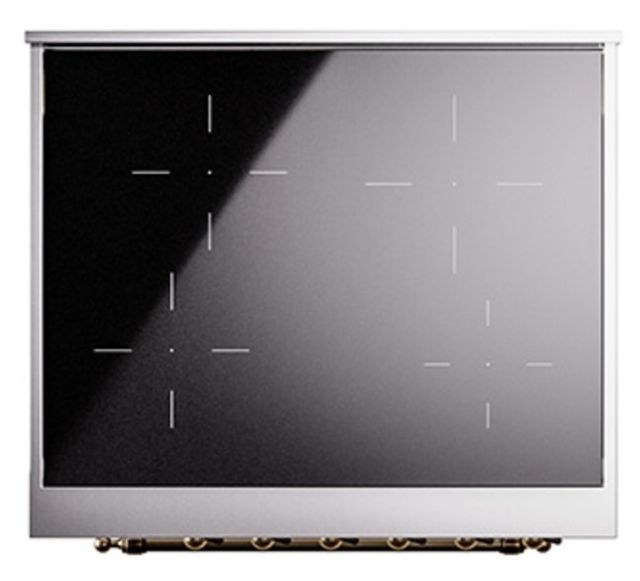 Ilve® Nostalgie II Noblesse 30'' Burgundy Pro Style Induction Range with Burnished Trim-3