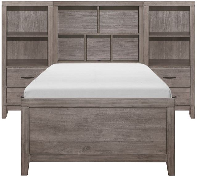 Homelegance® Woodrow 4-Piece Gray Twin Bookcase Bed-0