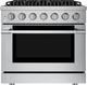 Hauslane HausPro 36" Stainless Steel Pro-Style Dual Fuel Range with Stainless Steel Knobs-0