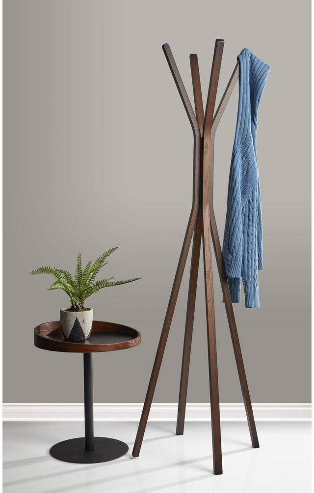 Adesso® Crater Walnut End Table with Black Base-3