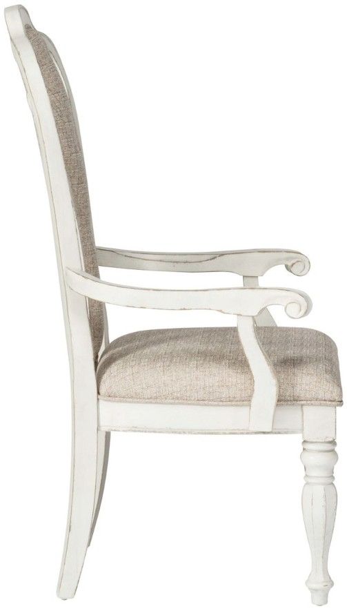 Liberty Furniture Magnolia Manor Antique White/Ivory Splat Back Upholstered Arm Chair-3