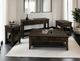 International Furniture Direct Teak Stained Dark Sofa Table-1