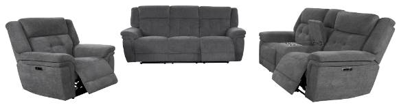 Parker House® Richland 3-Piece Bristol Gray Power Reclining Set