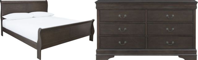 Signature Design by Ashley® Leewarden 2-Piece Dark Brown King Sleigh Bed Set-0