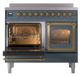 Ilve® Nostalgie II Noblesse 40'' Blue Gray Pro Style Induction Range with Brass Trim-3