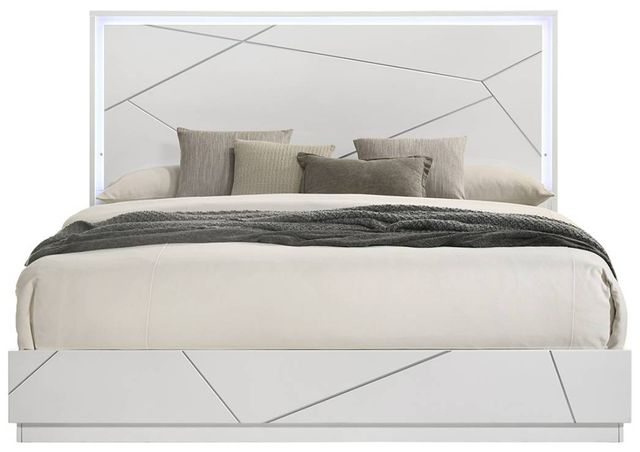 ACME Furniture Esther White/Silver High Gloss Eastern King Panel Bed-3