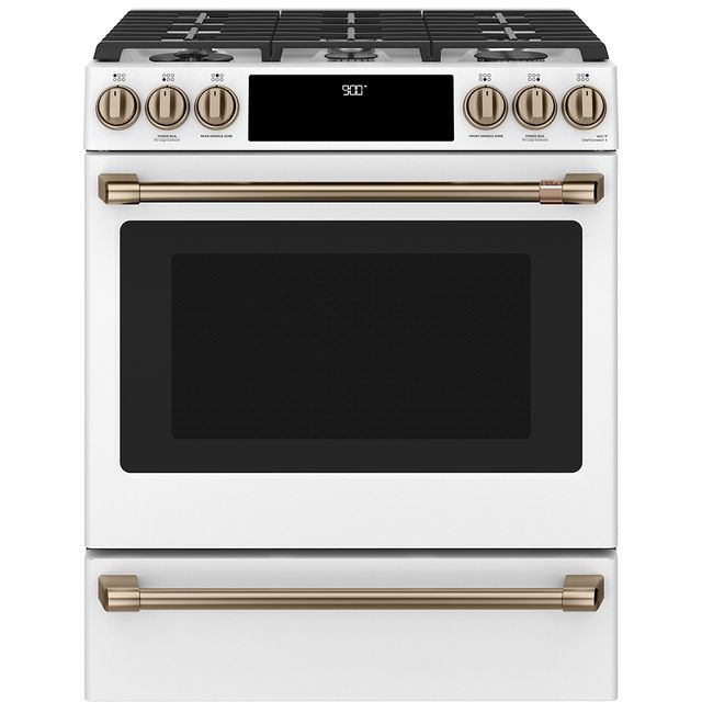 Café™ 30" Matte White Slide In Dual Fuel Range