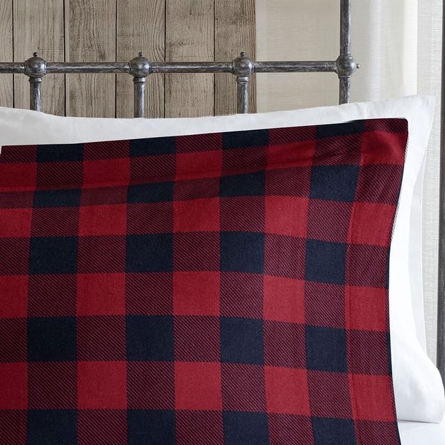 Olliix by Woolrich Black and Red King/California King Flannel Check Print Cotton Duvet Cover Set-2