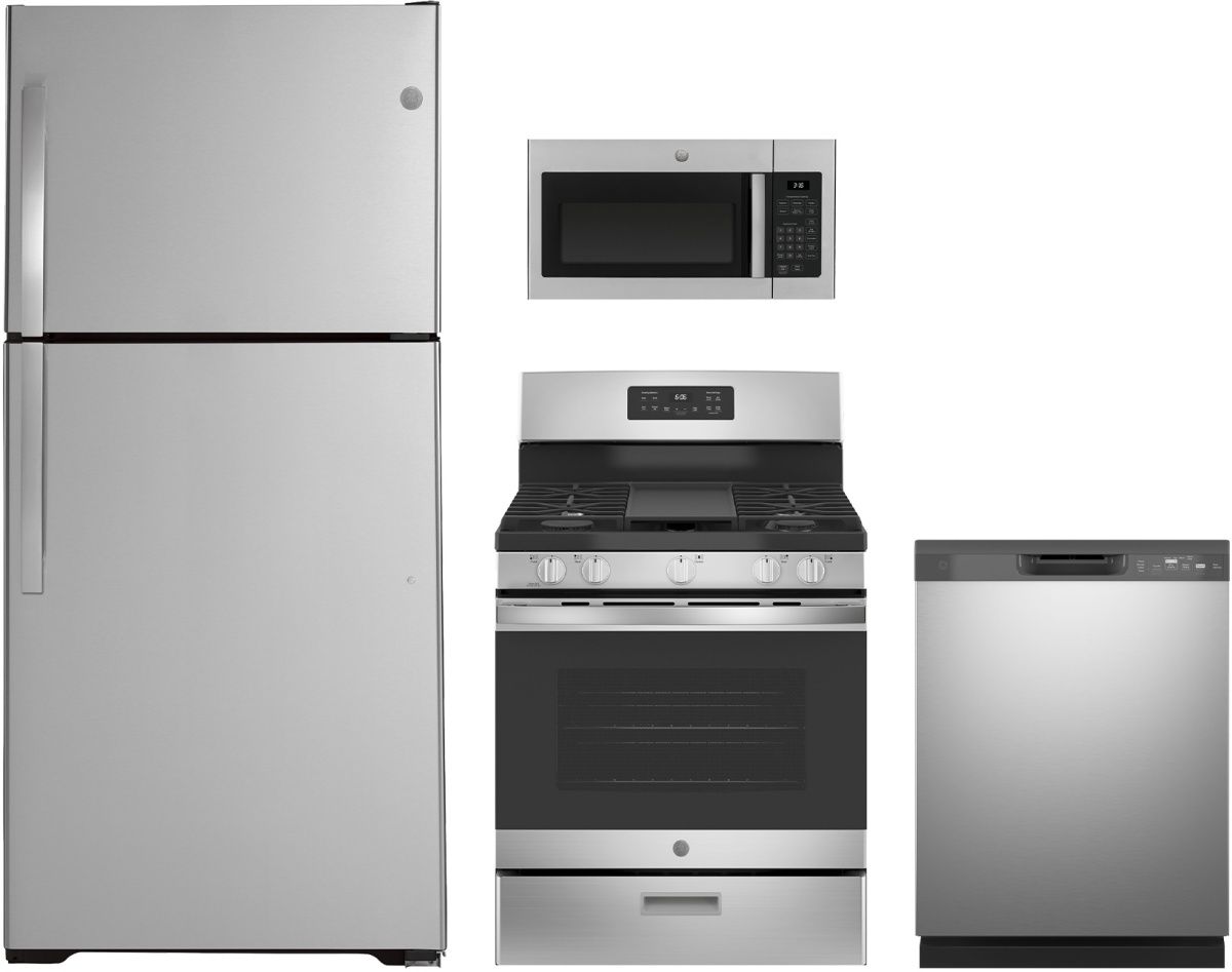 GE® 4 Piece Stainless Steel Kitchen Package