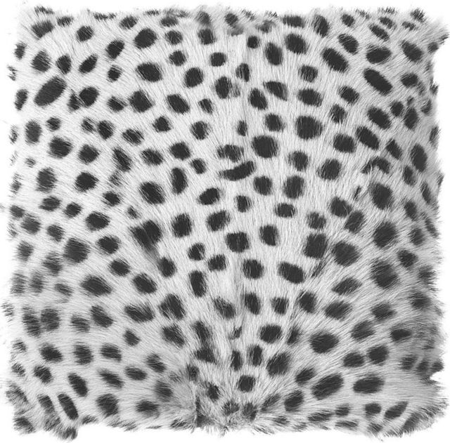 Moe's Home Collection Spotted Goat Fur Light Grey Pouf-1