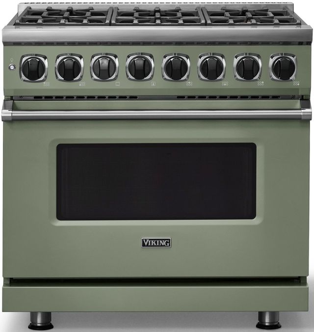 Viking® 7 Series 36" Eucalyptus Pro Style Dual Fuel Range-0