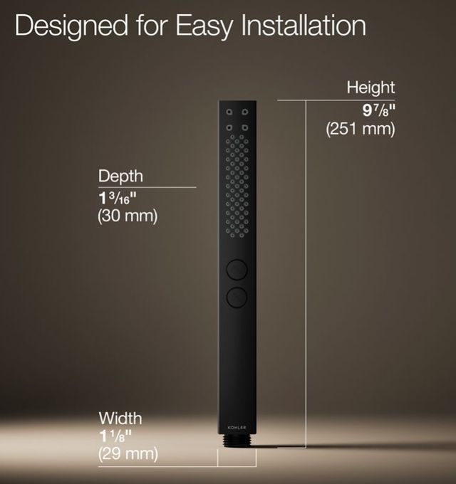 KOHLER® Shift®+ Matte Black 1.75 GPM Square 2-Function Handshower-3
